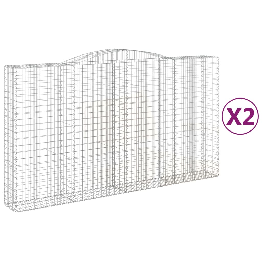 Gabionkurver buede 2 stk 400x50x220/240 cm galvanisert jern