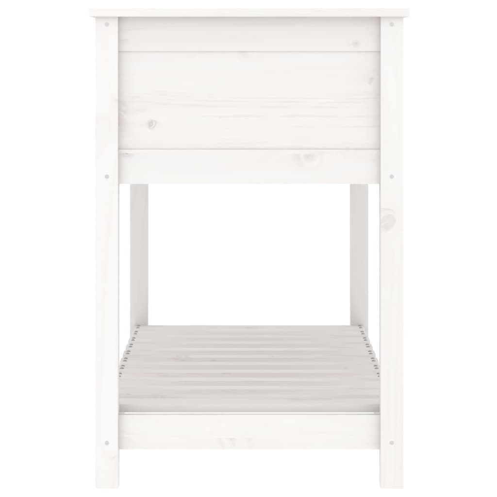 Plantekasse med hylle hvit 111,5x54x81 cm heltre furu