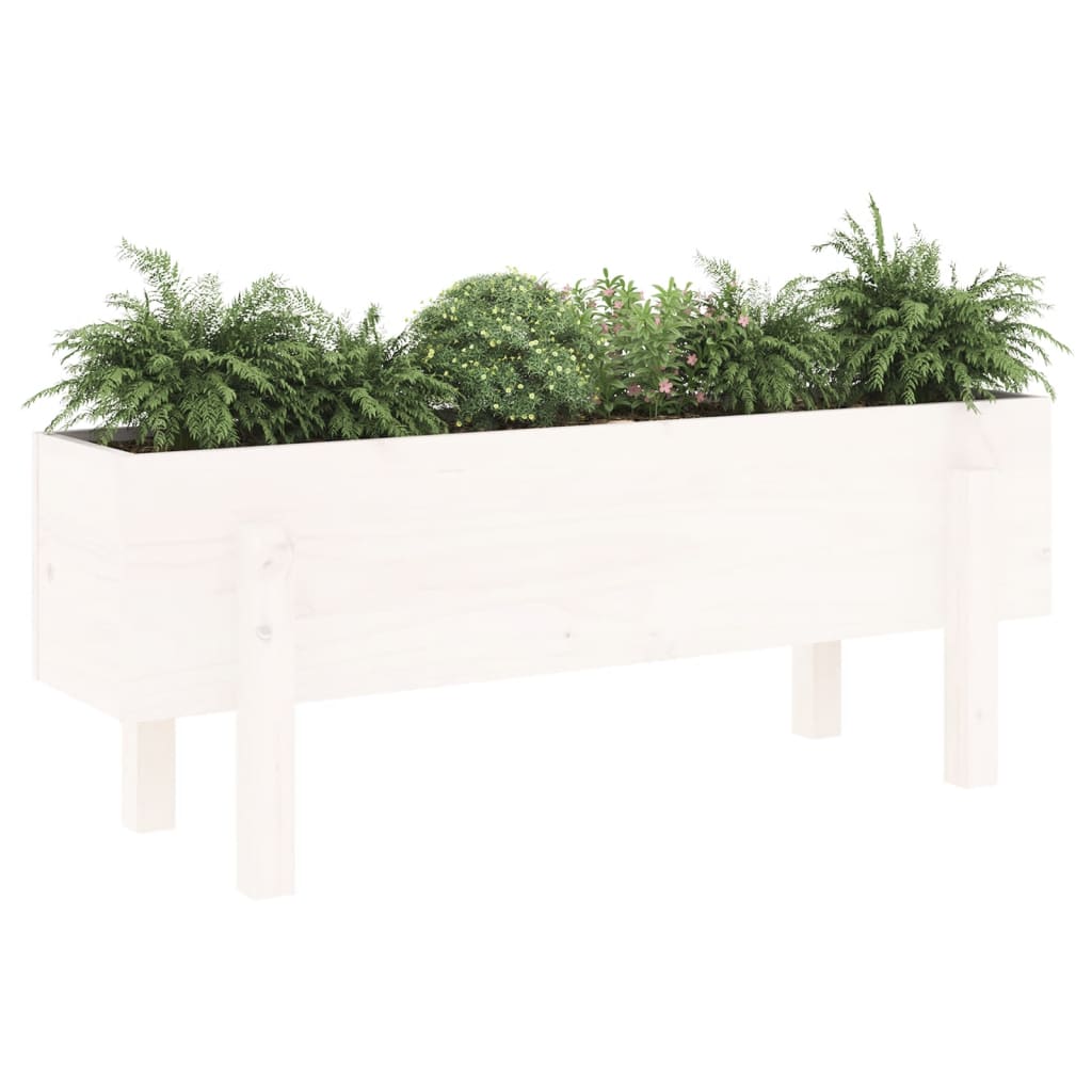Høybed for hage hvit 101x30x38 cm heltre furu