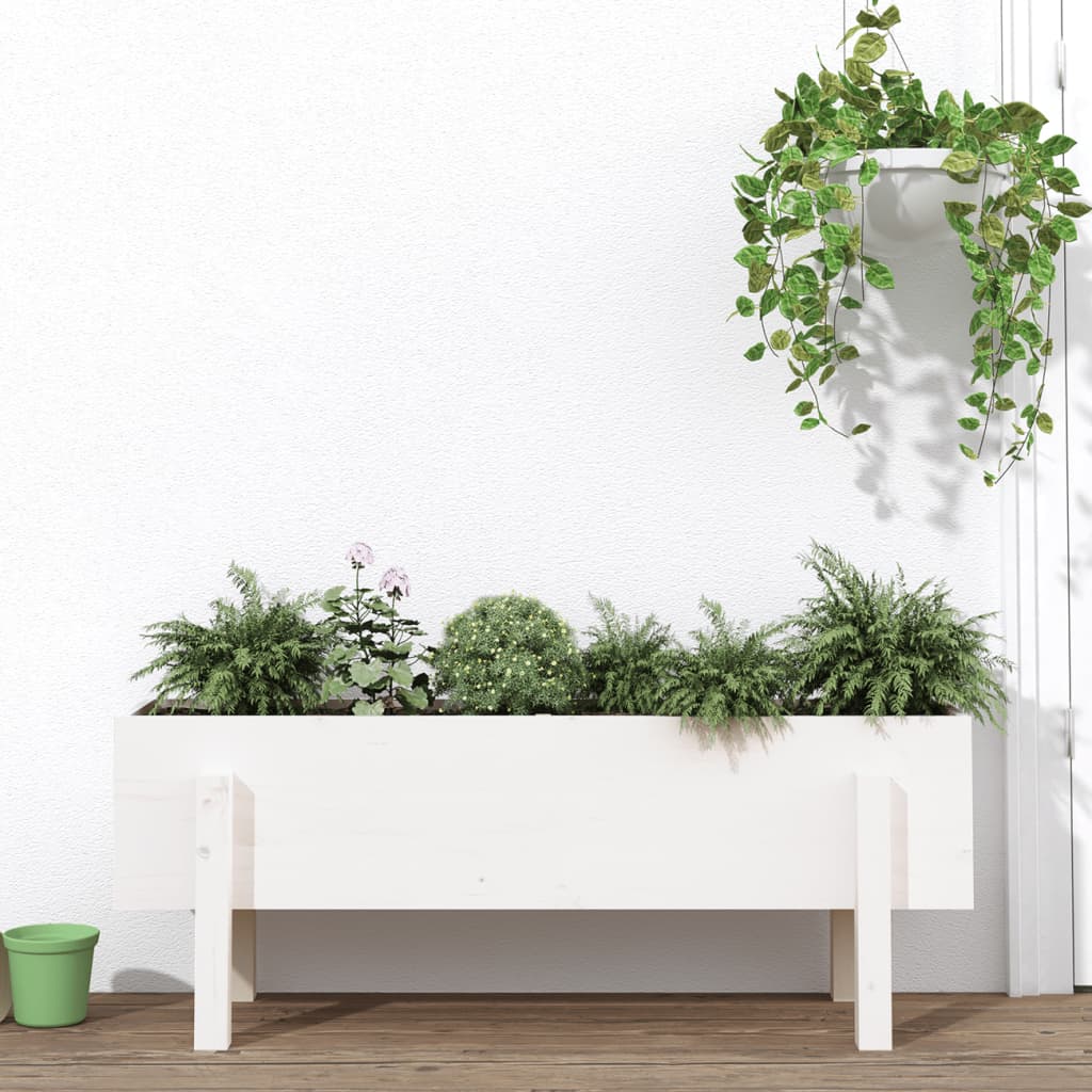 Høybed for hage hvit 101x30x38 cm heltre furu
