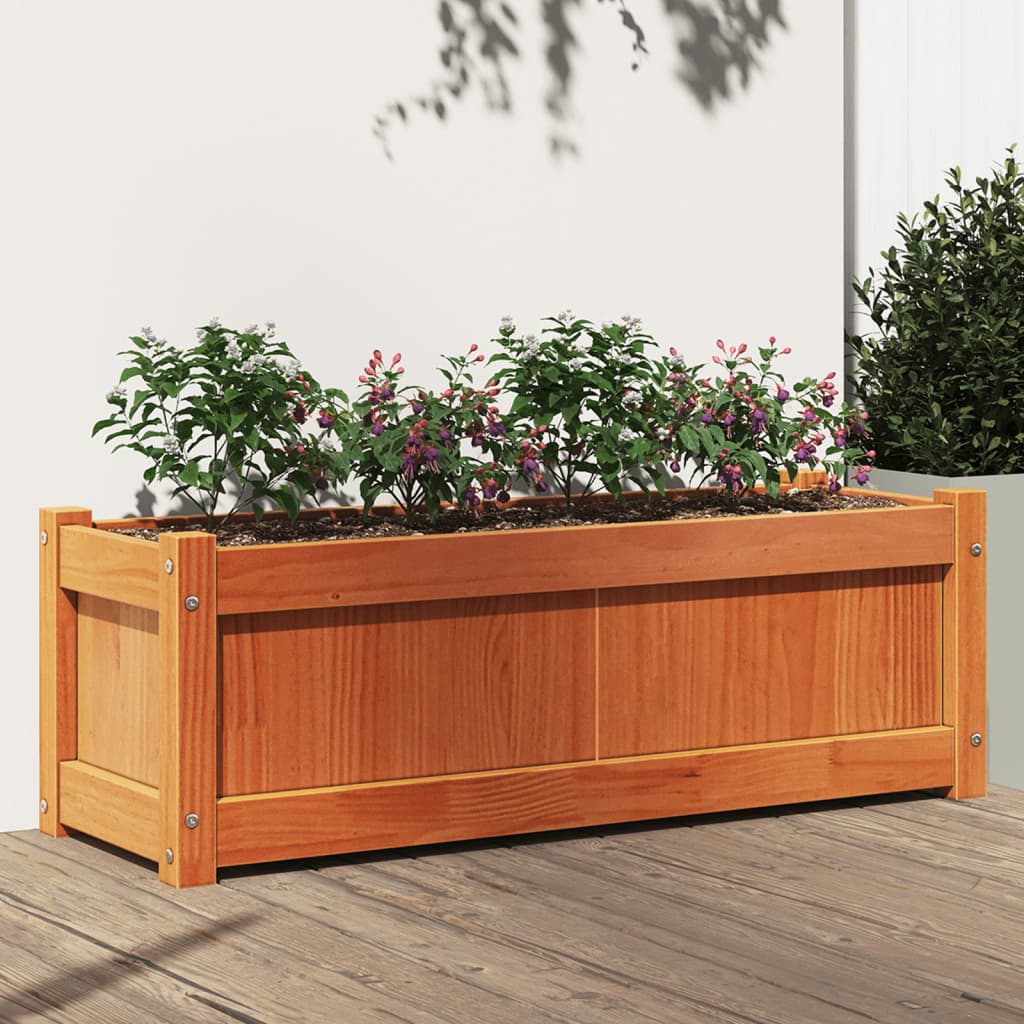 Hageplantekasse voksbrun 90x31x31 cm heltre furu