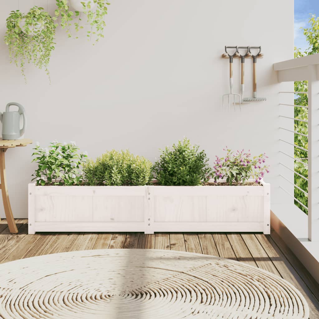 Hageplantekasse hvit 150x31x31 cm heltre furu