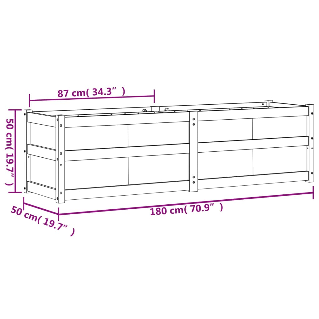 Hageplantekasse 180x50x50 cm heltre furu