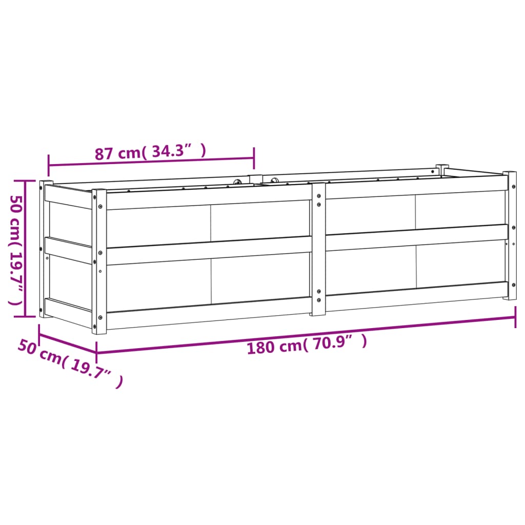 Hageplantekasse voksbrun 180x50x50 cm heltre furu