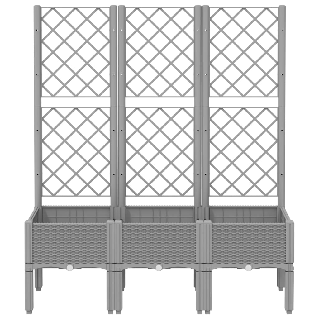 Plantekasse med espalier lysegrå 120x40x142 cm PP