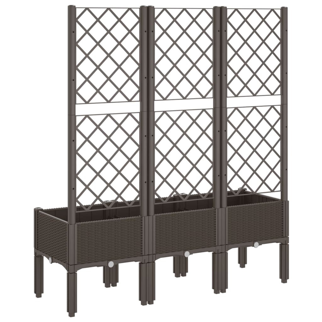 Plantekasse med espalier brun 120x40x142 cm PP