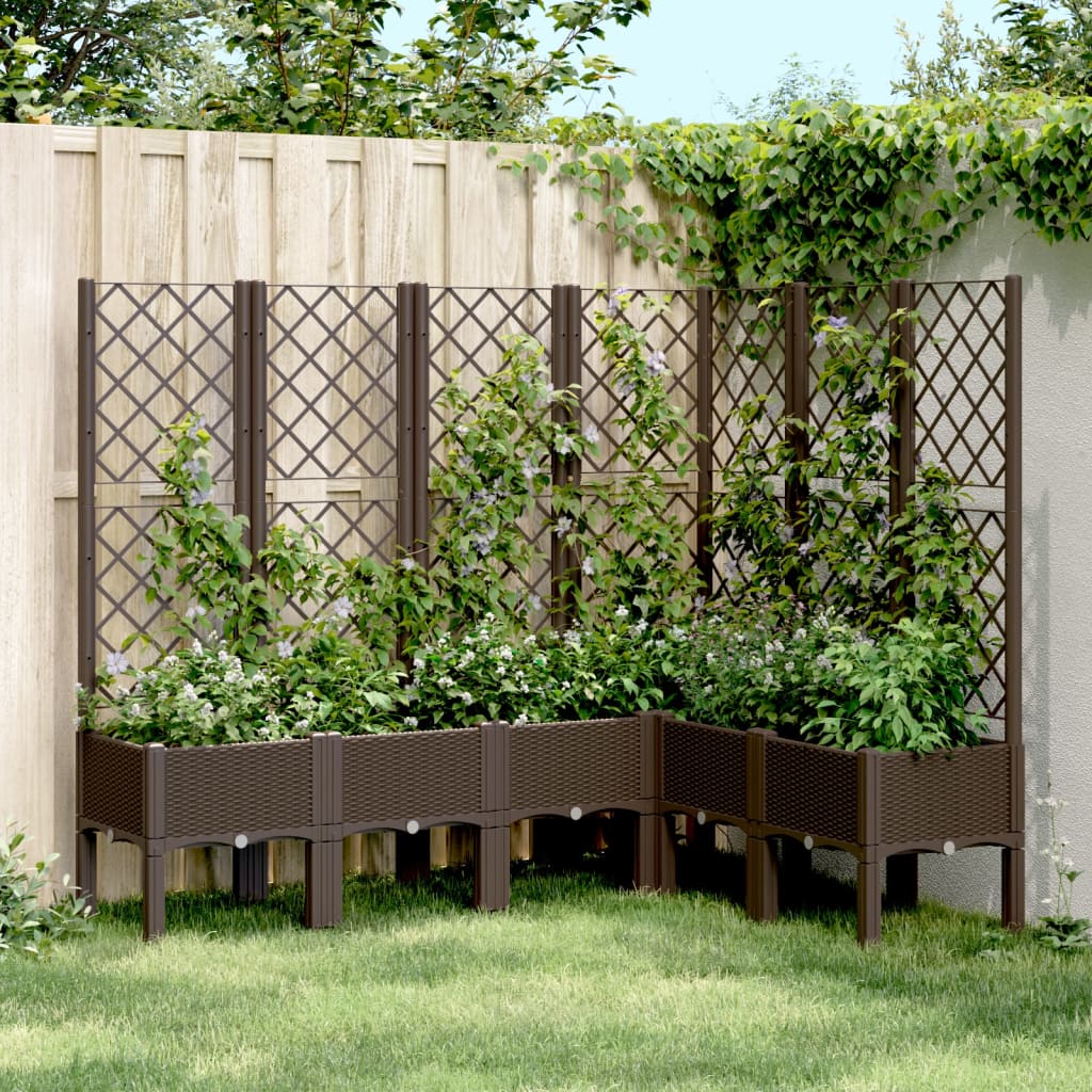 Plantekasse med espalier brun 160x120x142 cm PP