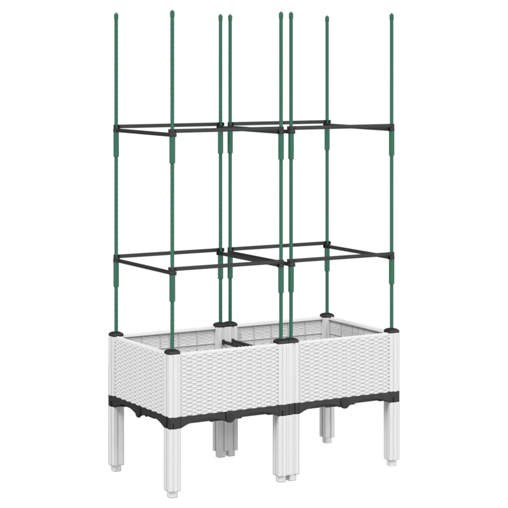 Plantekasse med espalier hvit 80x40x142,5 cm PP