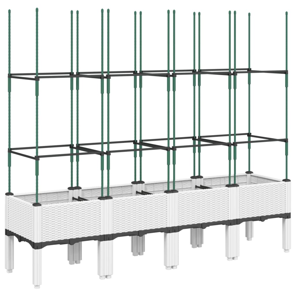 Plantekasse med espalier hvit 160x40x142,5 cm PP