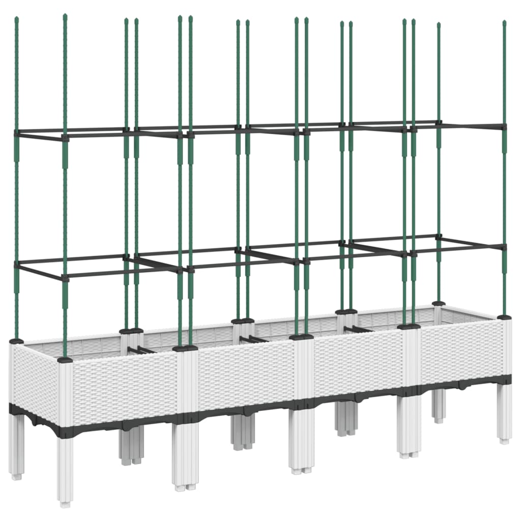 Plantekasse med espalier hvit 160x40x142,5 cm PP