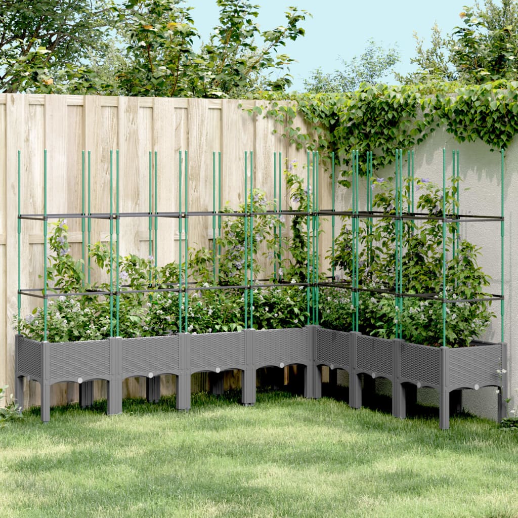Plantekasse med espalier lysegrå 200x160x142,5 cm PP