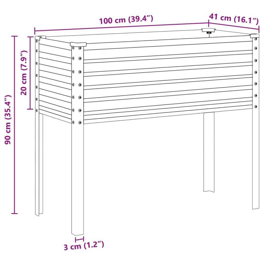 Plantekasse grønn 100x41x90 cm stål