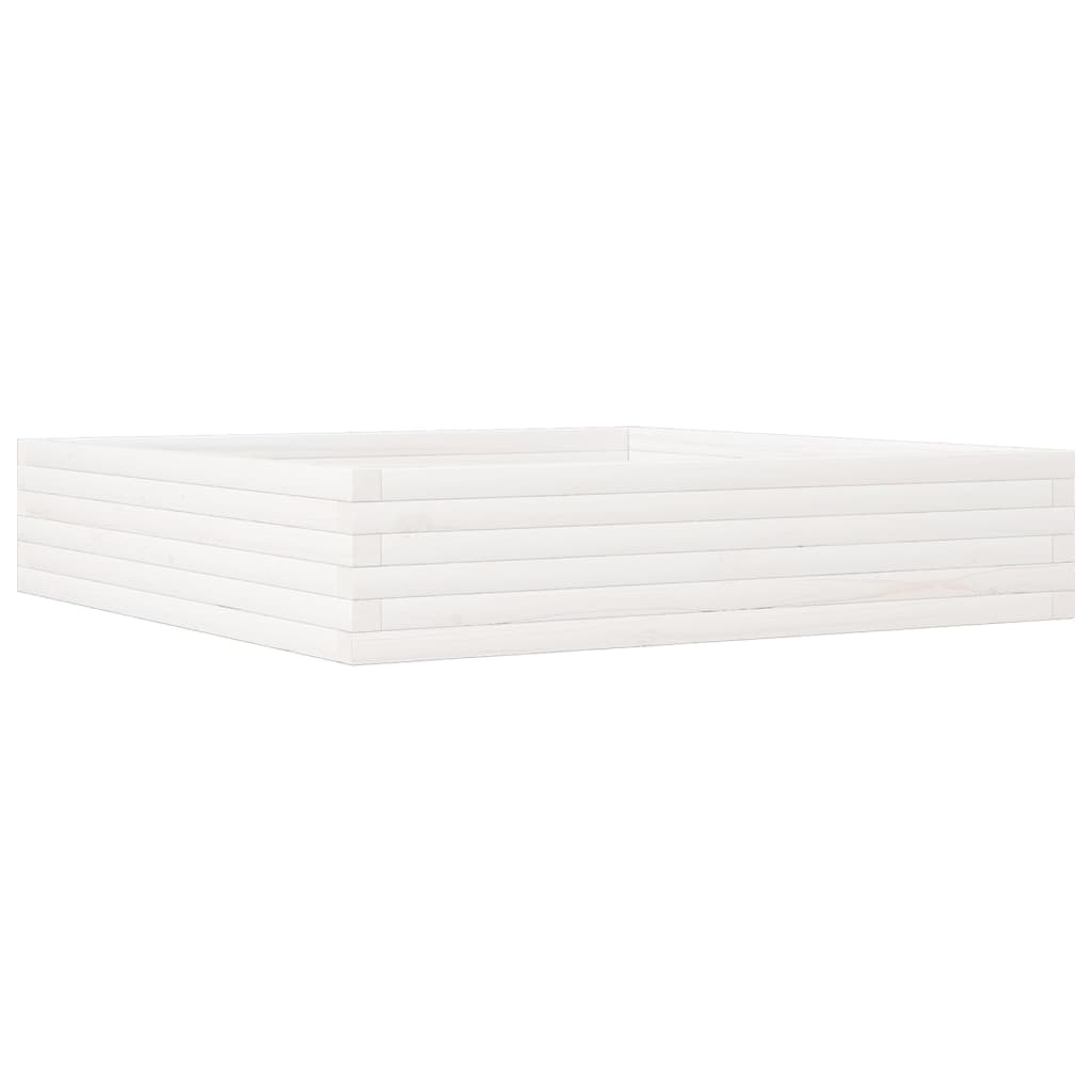 Plantekasse hvit 110x110x23 cm heltre furu