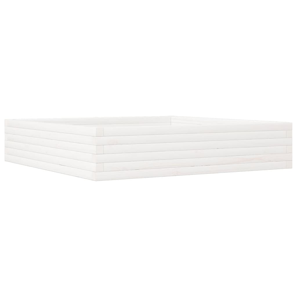Plantekasse hvit 110x110x23 cm heltre furu