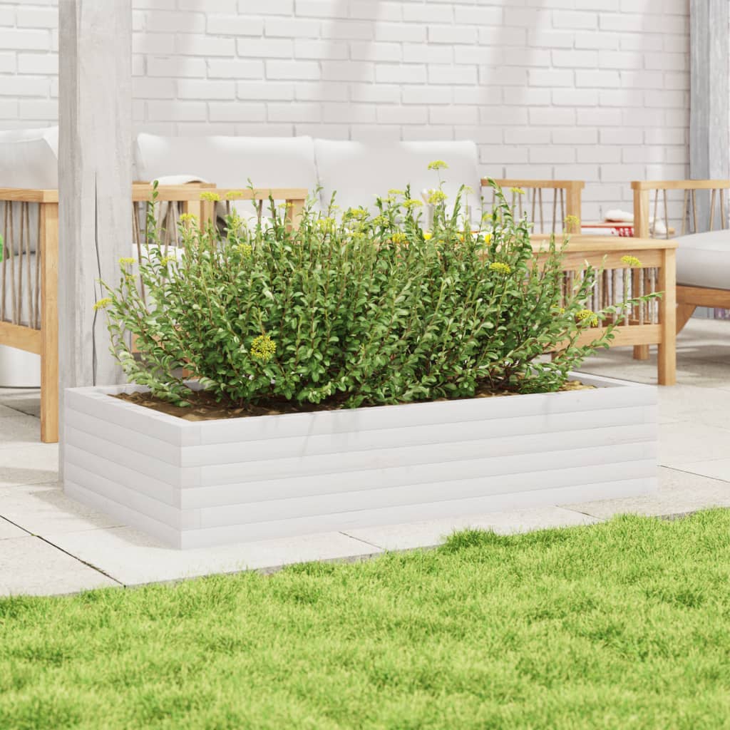Plantekasse hvit 110x60x23 cm heltre furu