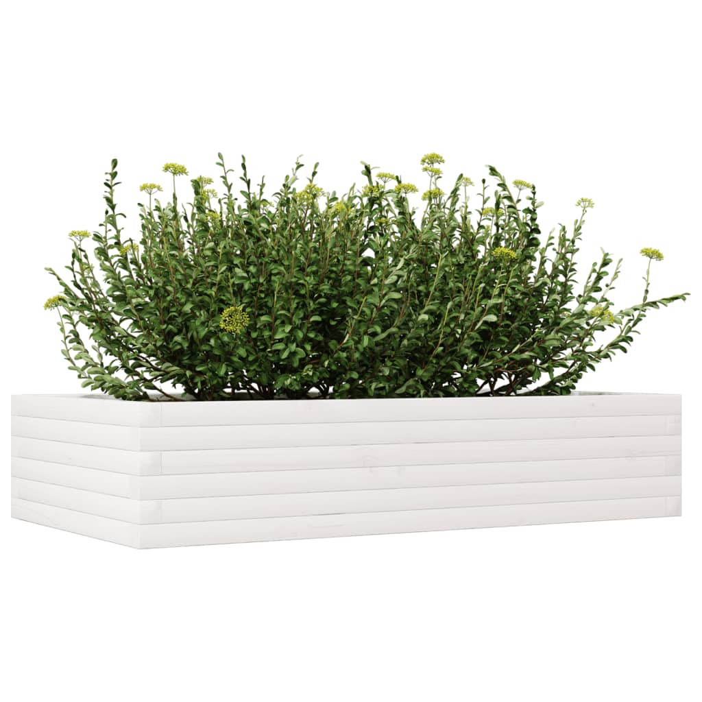Plantekasse hvit 110x60x23 cm heltre furu
