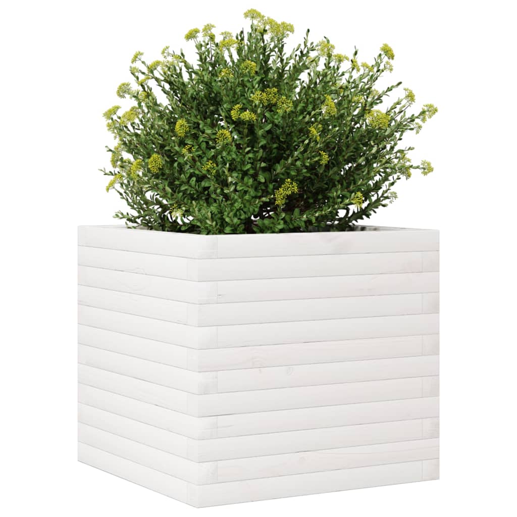Plantekasse hvit 50x50x45,5 cm heltre furu