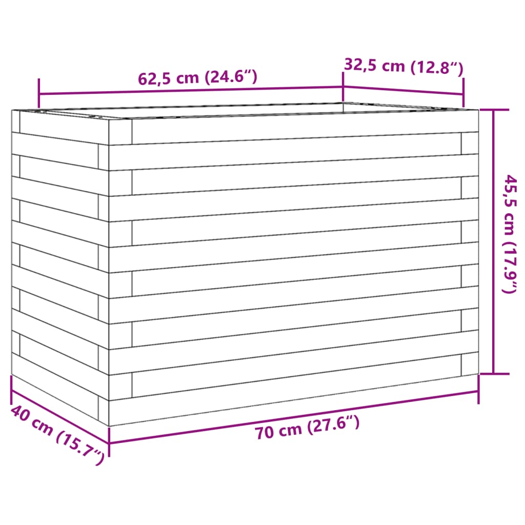 Plantekasse 70x40x45,5 cm heltre furu