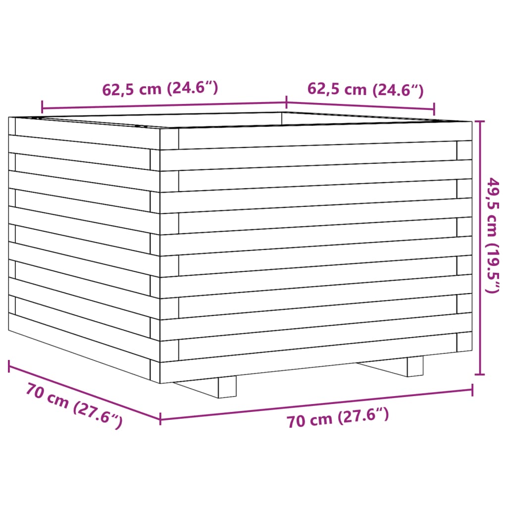 Plantekasse 70x70x49,5 cm impregnert furu