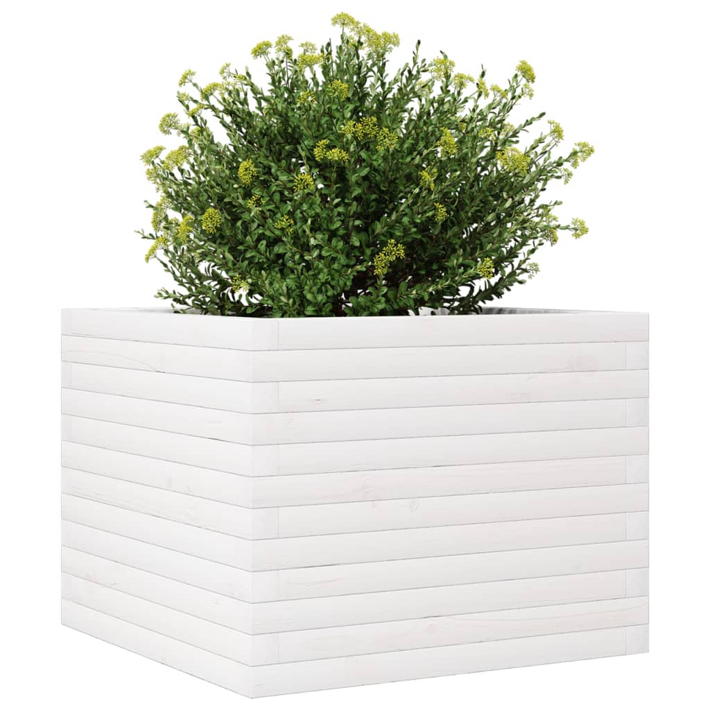 Plantekasse hvit 60x60x46 cm heltre furu