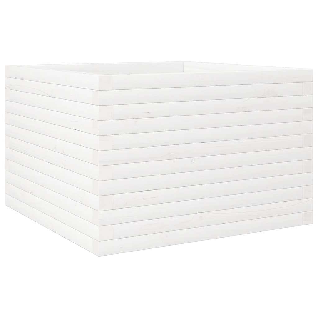 Plantekasse hvit 70x70x46 cm heltre furu