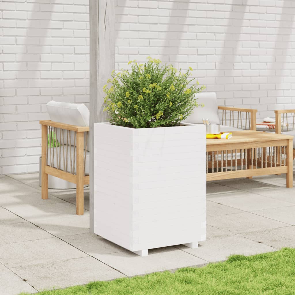 Plantekasse hvit 50x50x72,5 cm heltre furu