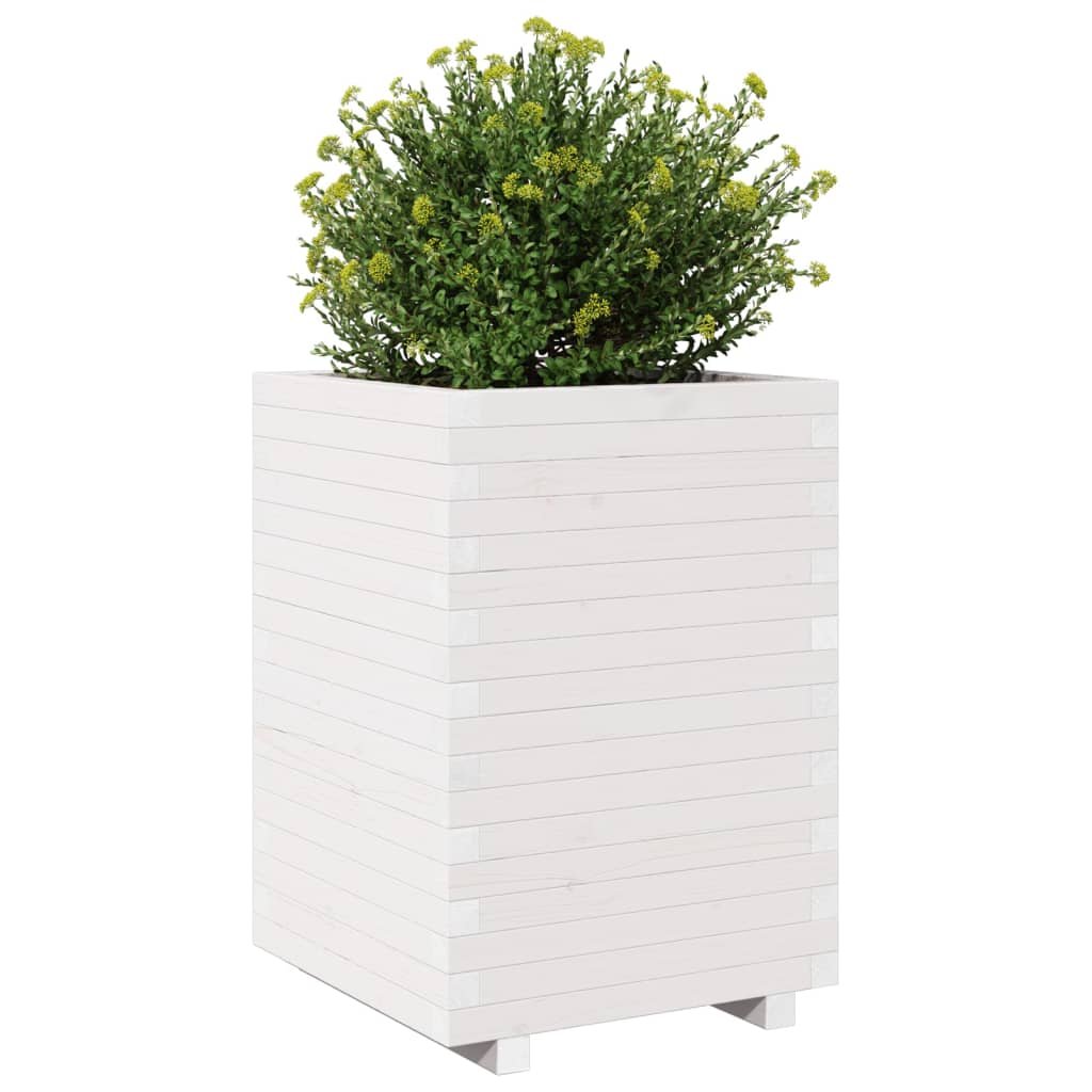 Plantekasse hvit 50x50x72,5 cm heltre furu