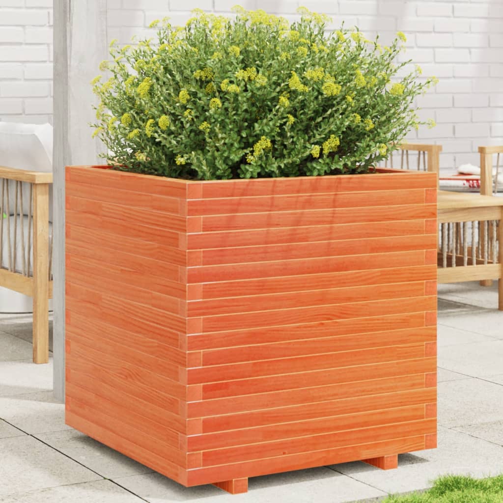 Plantekasse voksbrun 70x70x72,5 cm heltre furu