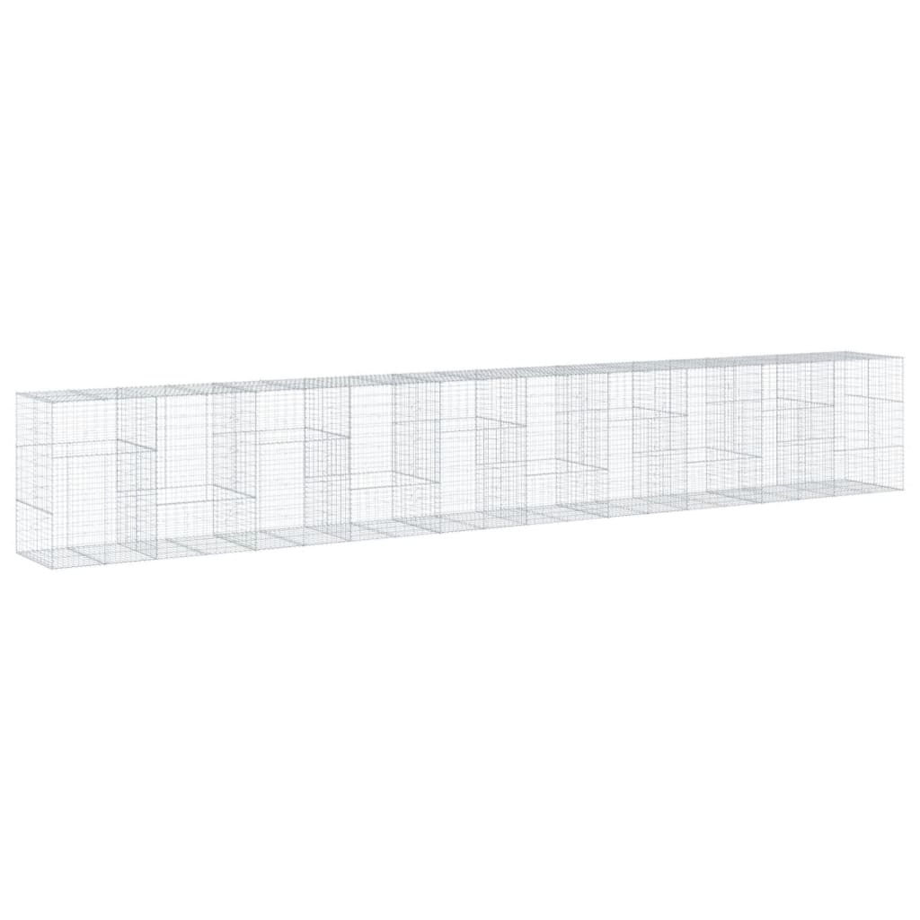 Gabionkurv med deksel 1000x100x150 cm galvanisert jern