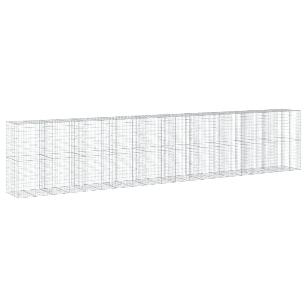 Gabionkurv med deksel 1000x100x200 cm galvanisert jern