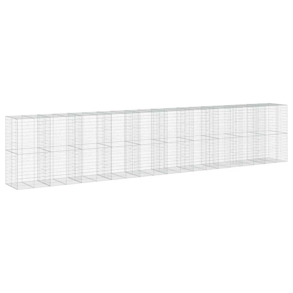 Gabionkurv med deksel 1000x100x200 cm galvanisert jern