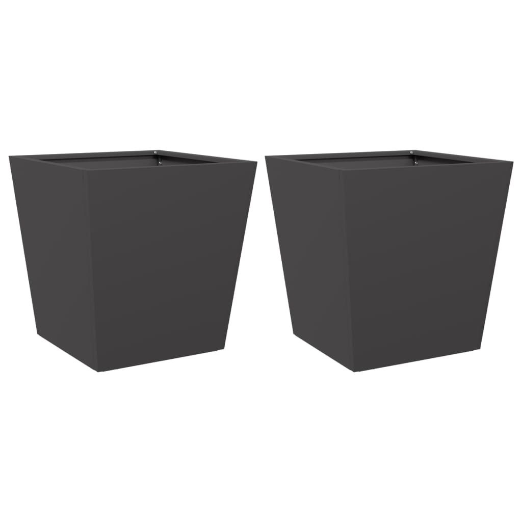 Plantekasser 2 stk svart 40x40x40 cm stål