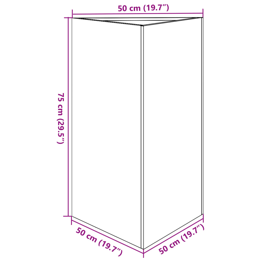 Plantekasse trekantet 50x43x75 cm rustfritt stål
