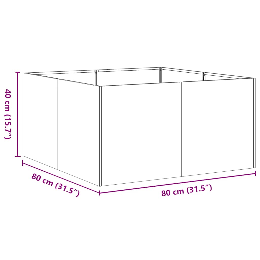 Plantekasse 80x80x40 cm galvanisert stål