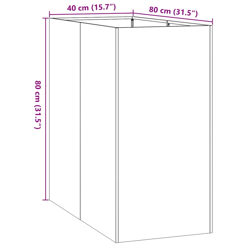 Plantekasse rust 40x80x80 cm forvitringsstål