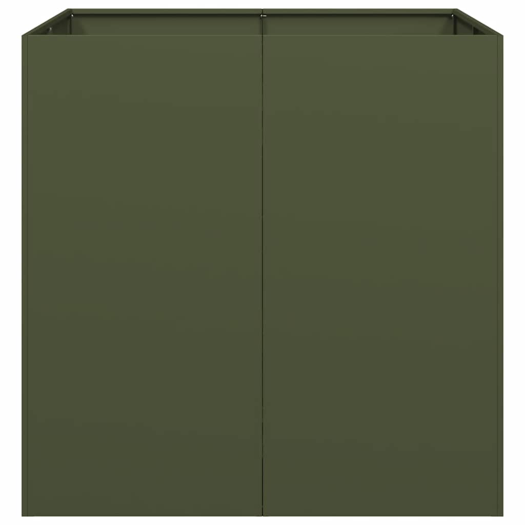 Plantekasse olivengrønn 80x80x80 cm stål