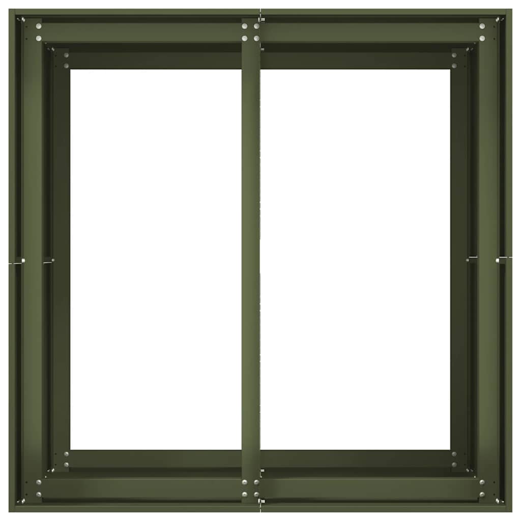 Plantekasse olivengrønn 80x80x80 cm stål