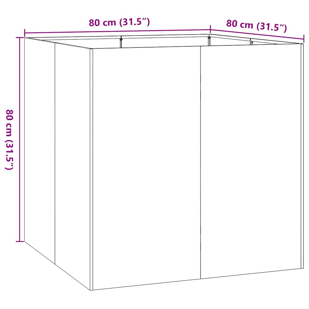 Plantekasse olivengrønn 80x80x80 cm stål