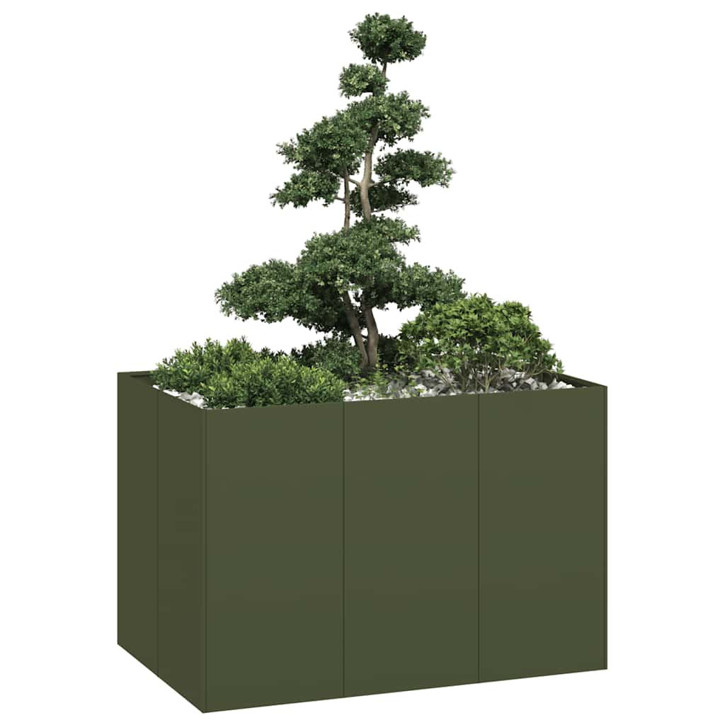 Plantekasse olivengrønn 120x80x80 cm stål